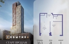 Продам 1 комнатную квартиру 38.3 м2 картинка из объявления
