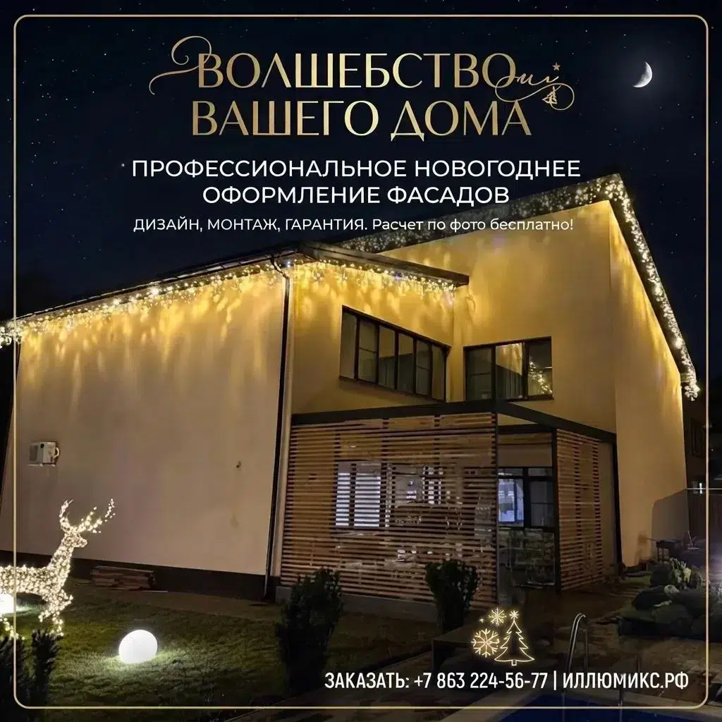 Новогоднее оформление фасадов гирляндами в объявлении 1 фото Новогоднее оформление фасадов гирляндами картинка из объявления