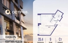 Продам 1 комнатную квартиру 35.4 м2 картинка из объявления
