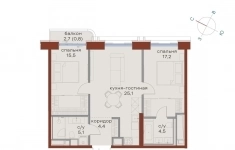 Продам 2 комнатную квартиру 72.6 м2 картинка из объявления