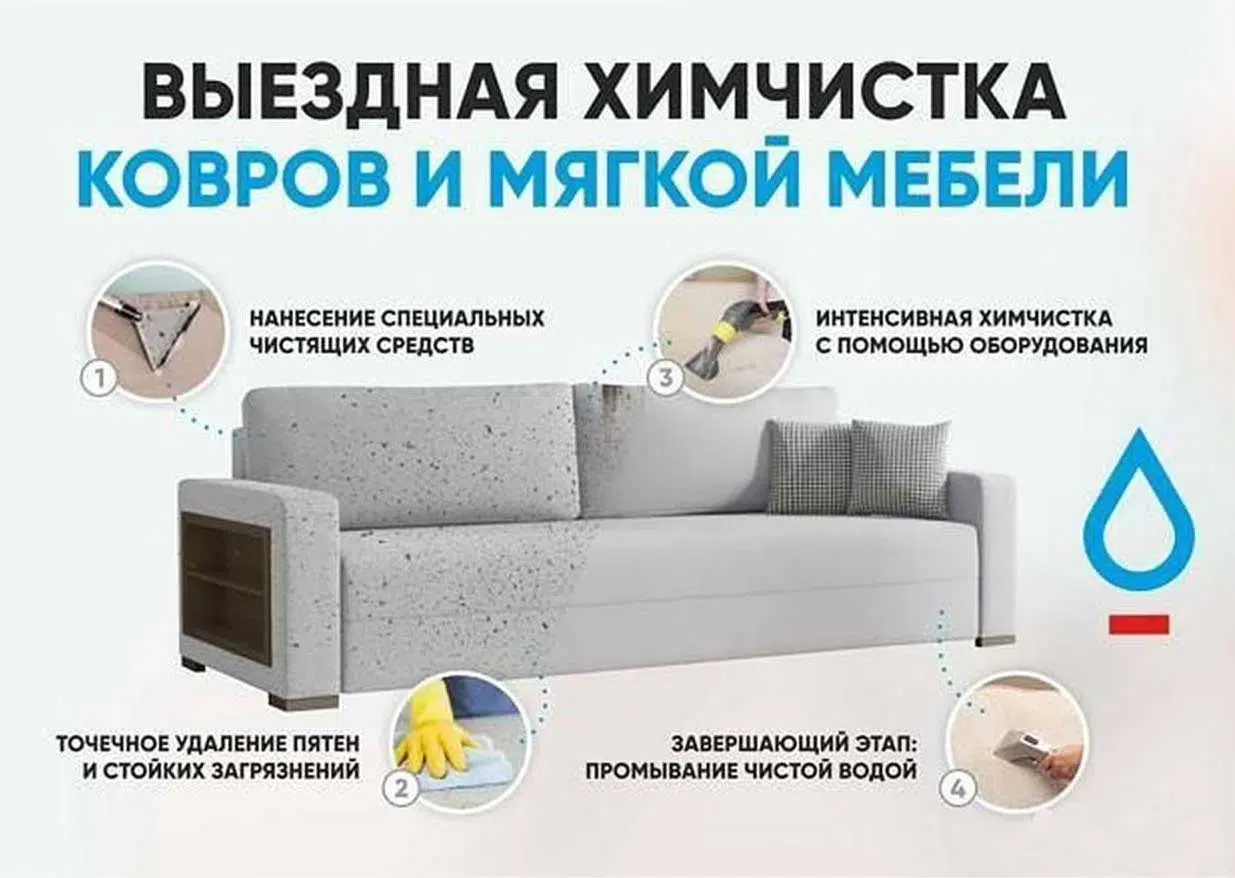 Профессиональная химчистка мягкой мебели на дому картинка из объявления