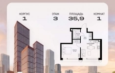 Продам 1 комнатную квартиру 35.9 м2 картинка из объявления