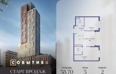 Продам 2 комнатную квартиру 58.7 м2 картинка из объявления