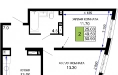 Продам 2 комнатную квартиру 50.9 м2 картинка из объявления