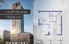 Продам 2 комнатную квартиру 64 м2 картинка из объявления