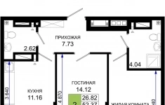 Продам 2 комнатную квартиру 53.69 м2 картинка из объявления