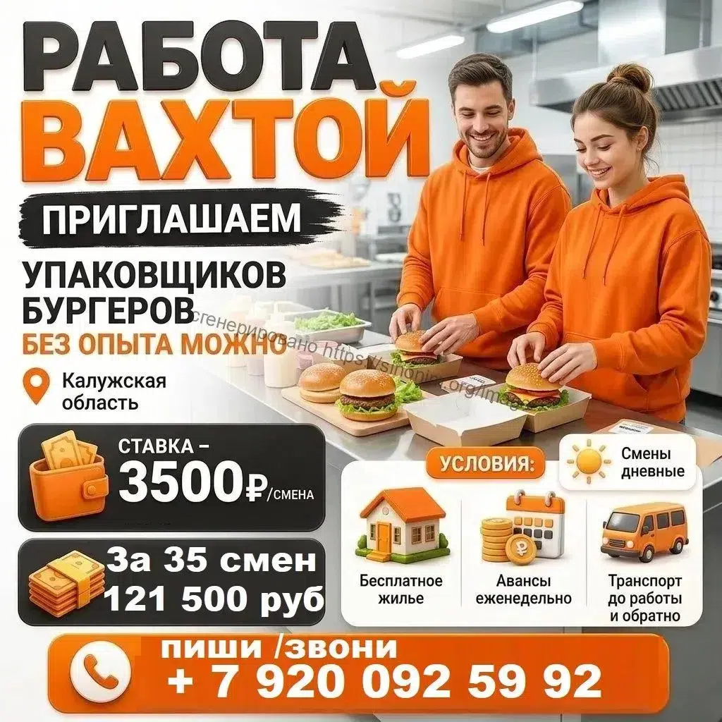 Упаковщик бургеров вахта жилье авансы обучение в объявлении 1 фото Упаковщик бургеров вахта жилье авансы обучение картинка из объявления