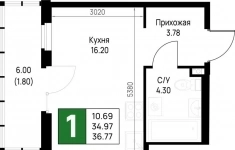 Продам 1 комнатную квартиру 36.77 м2 в объявлении 10 фото Продам 1 комнатную квартиру 36.77 м2 картинка из объявления