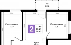 Продам 2 комнатную квартиру 55.24 м2 в объявлении 10 фото Продам 2 комнатную квартиру 55.24 м2 картинка из объявления