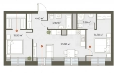 Продам 2 комнатную квартиру 66.4 м2 картинка из объявления