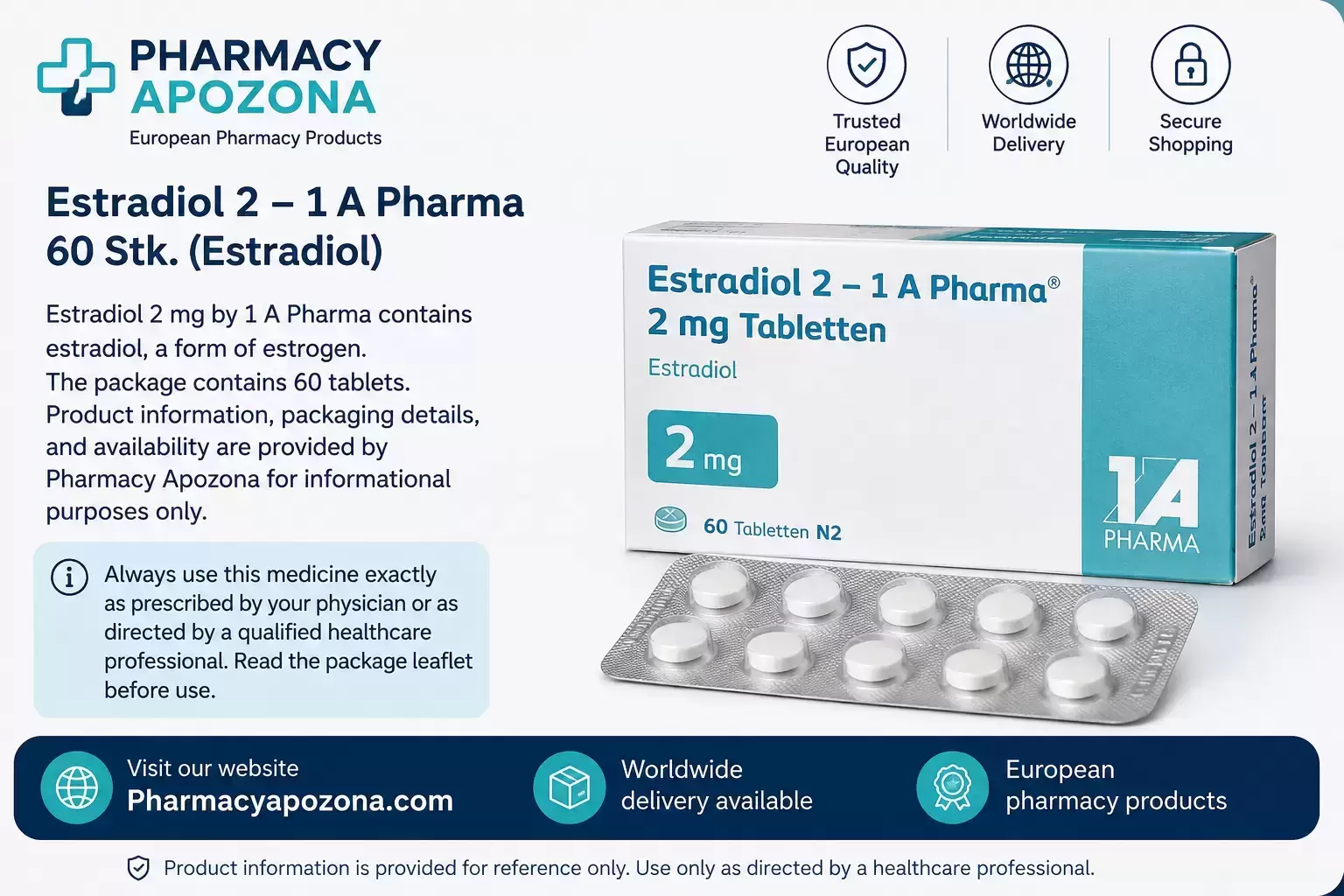 Estradiol 2 – 1 A Pharma 60 таблеток (Эстрадиол) в объявлении 1 фото Estradiol 2 – 1 A Pharma 60 таблеток (Эстрадиол) картинка из объявления