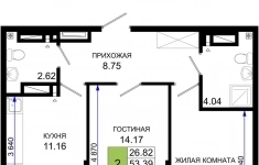 Продам 2 комнатную квартиру 54.76 м2 картинка из объявления