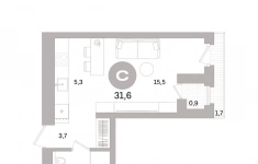 Продам 1 комнатную квартиру 31.64 м2 картинка из объявления