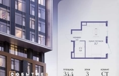 Продам 1 комнатную квартиру 34.4 м2 картинка из объявления