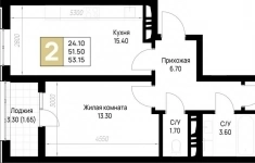 Продам 2 комнатную квартиру 53.15 м2 в объявлении 6 фото Продам 2 комнатную квартиру 53.15 м2 картинка из объявления