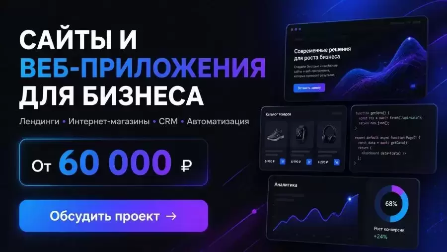 Разработка сайтов и веб-приложений для бизнеса картинка из объявления