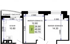 Продам 2 комнатную квартиру 49.15 м2 картинка из объявления
