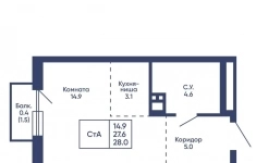 Продам 1 комнатную квартиру 28 м2 в объявлении 10 фото Продам 1 комнатную квартиру 28 м2 картинка из объявления